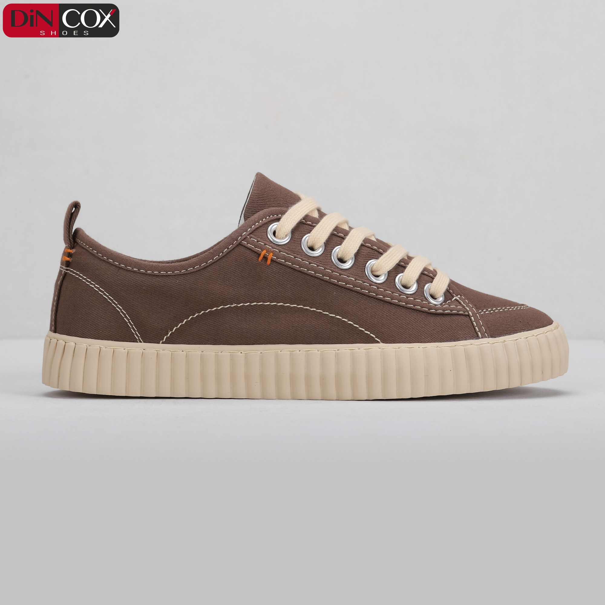 Giày Sneakers thể thao Nam Nữ chính hãng DINCOX  D27 Chocolate, Chất vải CANVAS, đơn giản thanh lịch.