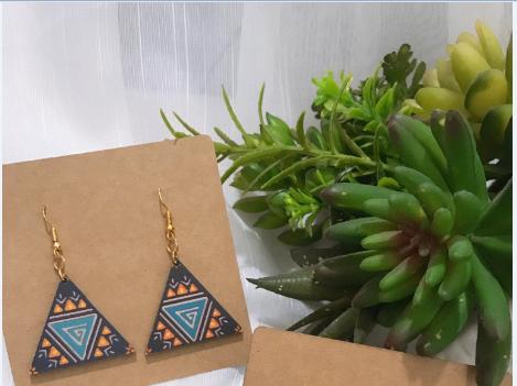 Hoa tai/ khuyên tai/ bông tai gỗ họa tiết vintage đẹp HT001