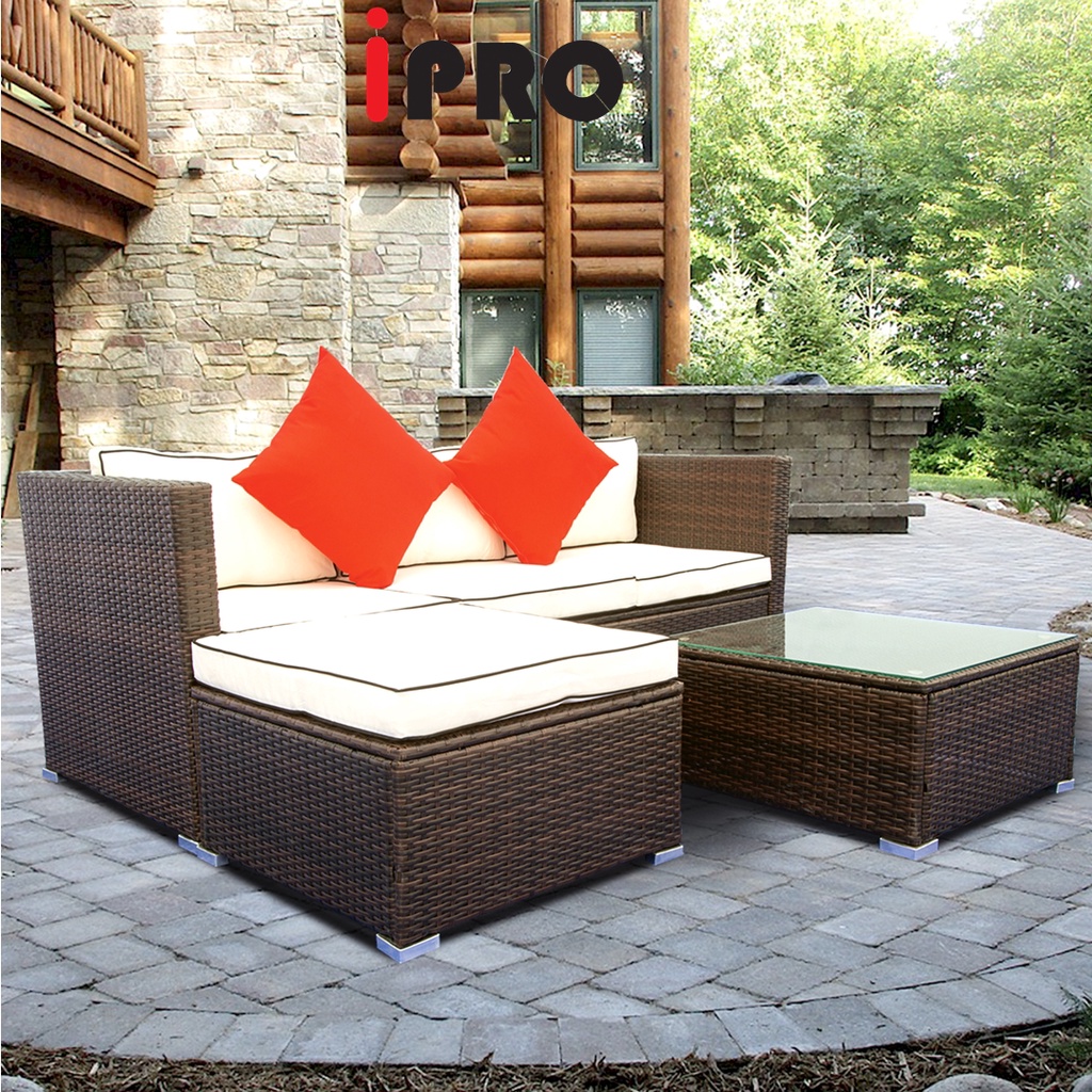 Wego bộ sofa mây nhựa ngoài trời/ bộ sofa sân vườn// outdoor furniture rattan chair sofa set balcony table garden sofa 3 seater