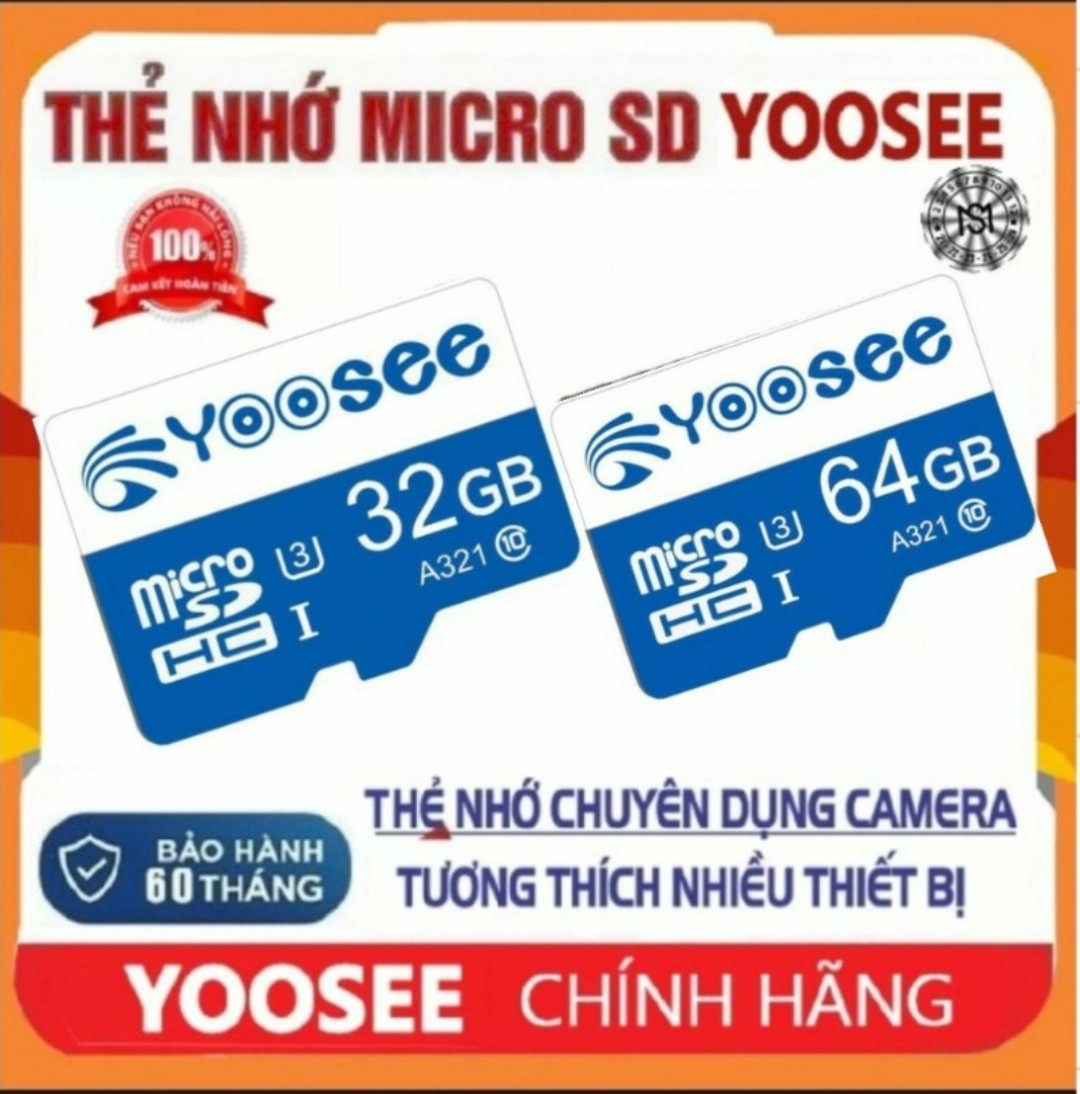 Thẻ Nhớ Yoosee 64GB/32GB chuẩn U3 Chuyên dụng lưu trữ Camera/Điện thoại/Camera hành trình