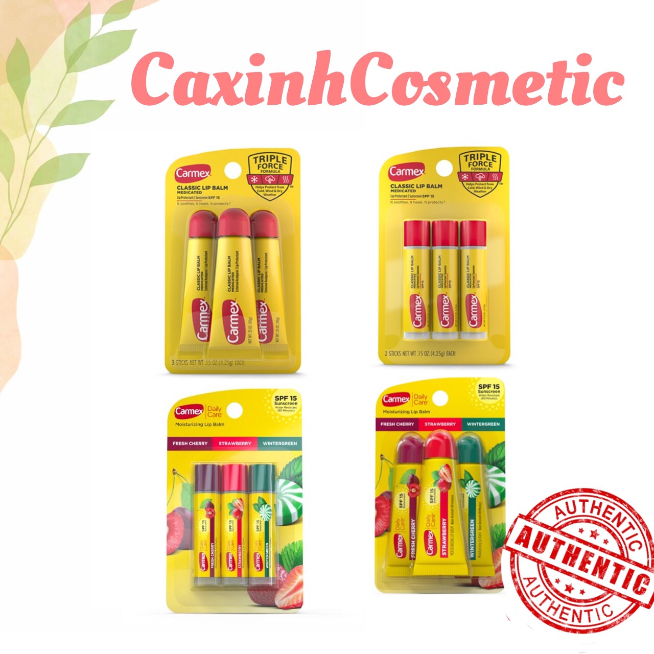 Son dưỡng mềm môi, chống thâm Carmex Classic dạng typ không mùi tách lẻ