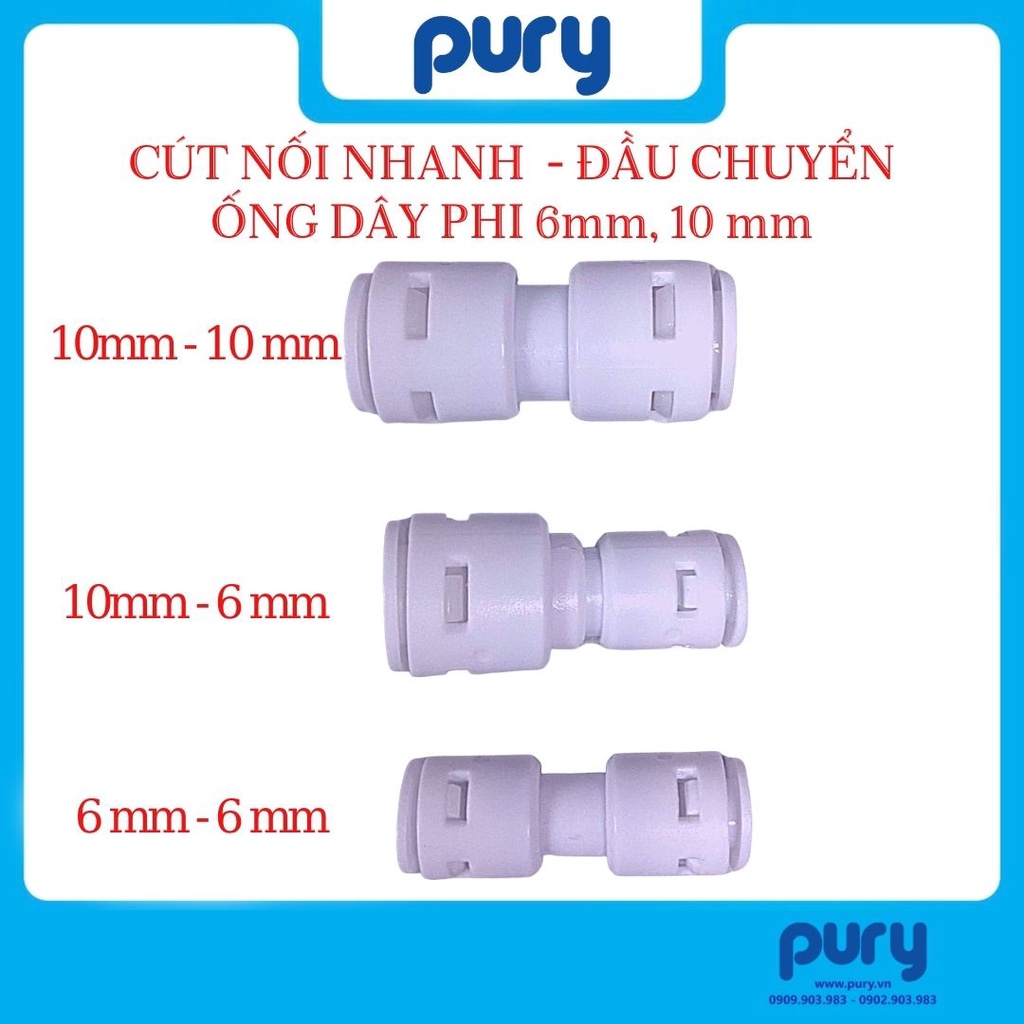 Cút thẳng nối nhanh 2 đầu - nối thẳng 10-10, 10-6, 6-6