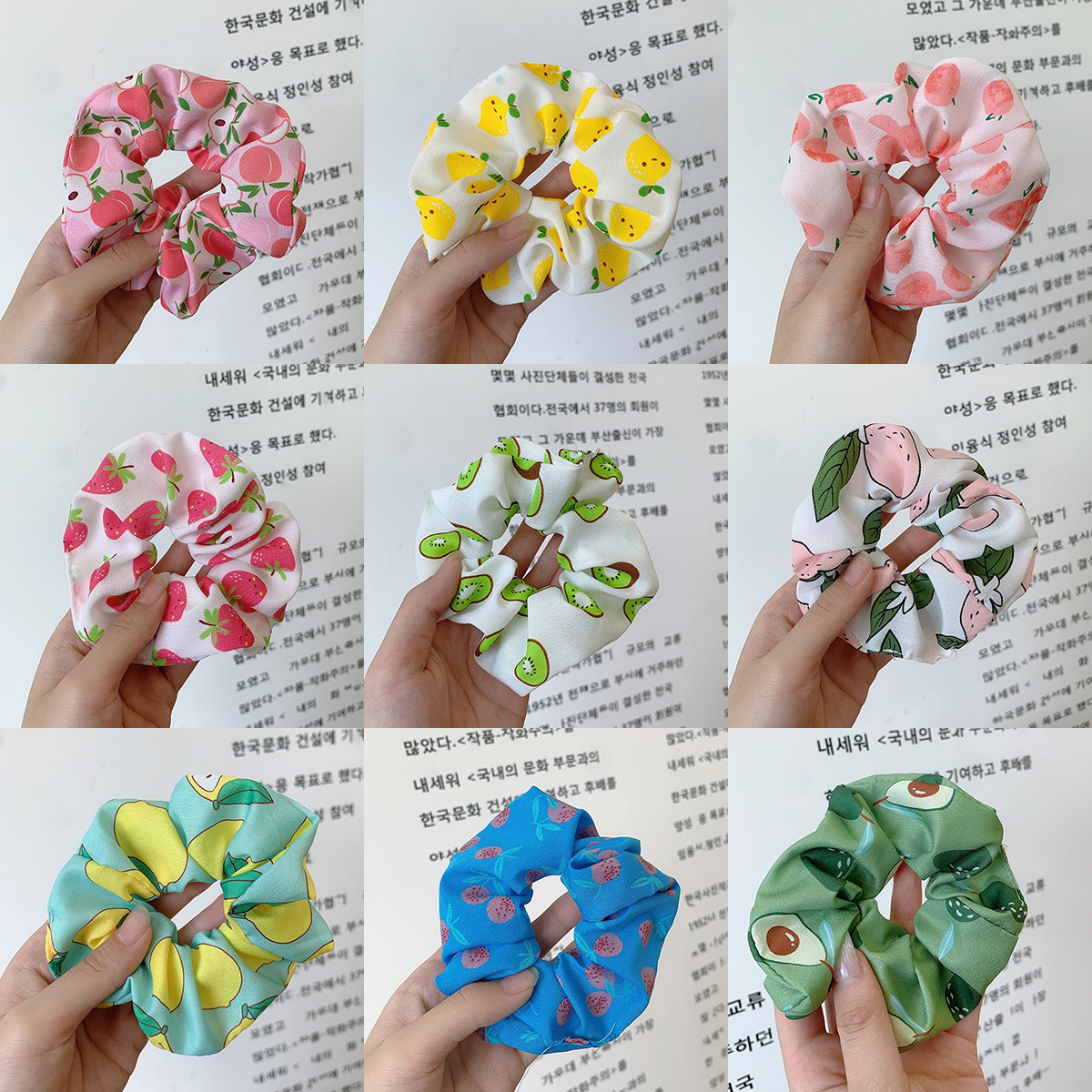 DÂY BUỘC TÓC - CỘT TÓC - Scrunchies Dễ Thương, Họa Tiết Hoa Quả - BB REAL