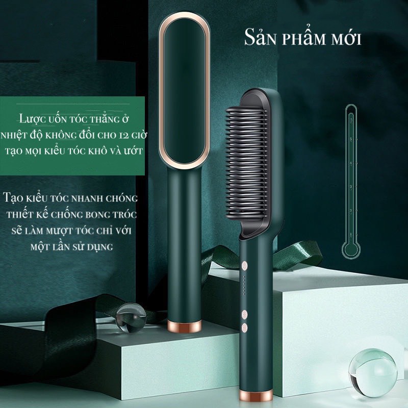 Lược điện chải tóc siêu thẳng - uốn tóc tạo kiểu chuyên nghiệp bằng gốm công nghệ ion flyco pu3 -máy uốn tóc siêu tốc hiện đại công nghệ hàn quốc mới nhất với 5 mức nhiệt thông minh dễ dàng điều chỉnh