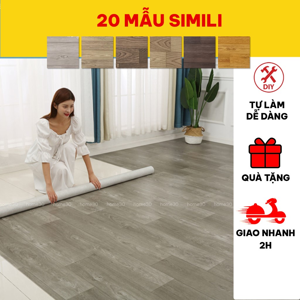 simili lót sàn vân gỗ , thảm nhựa trải sàn pvc chống thấm nước khổ 1m - HOME30