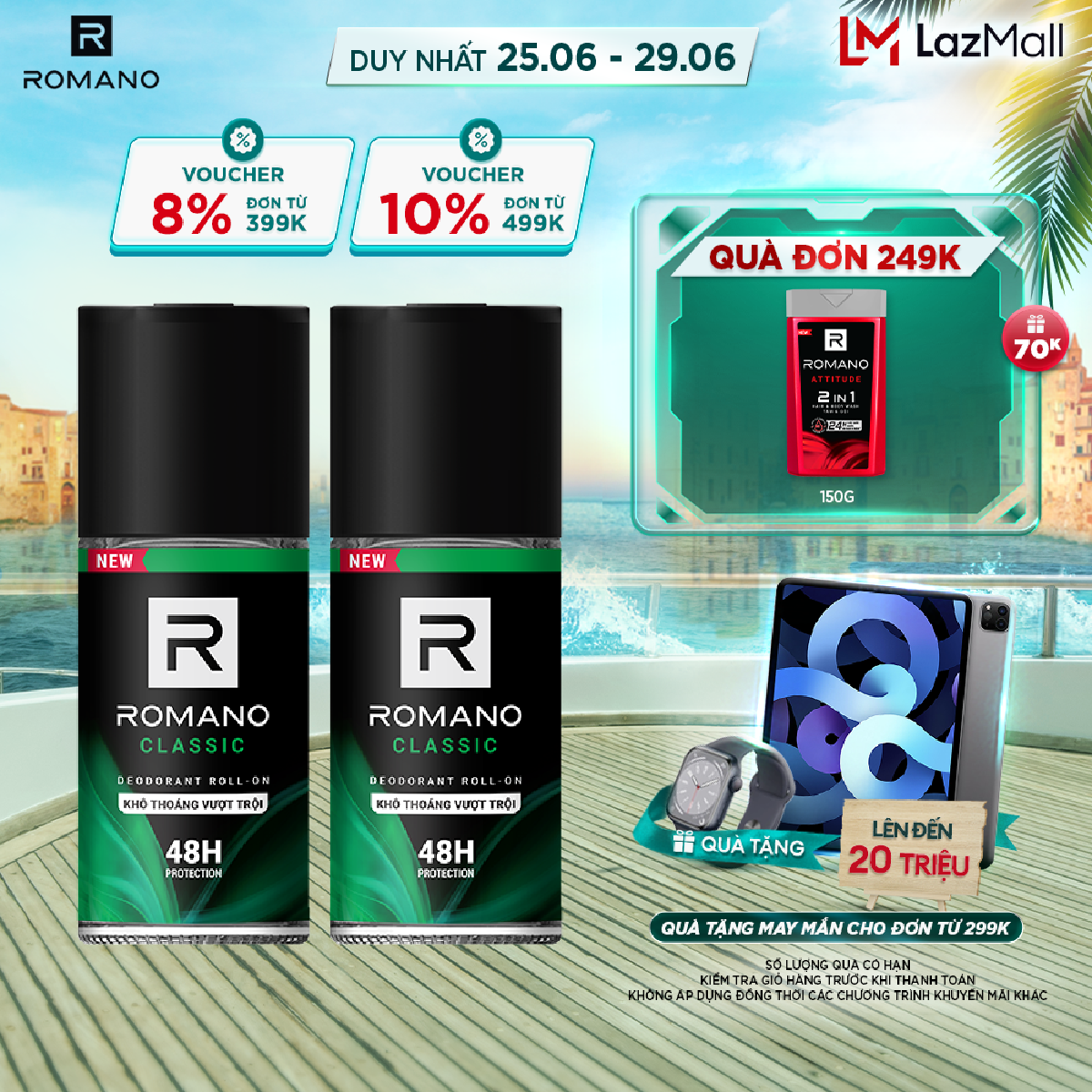 Combo 2 Lăn khử mùi Romano 50ml