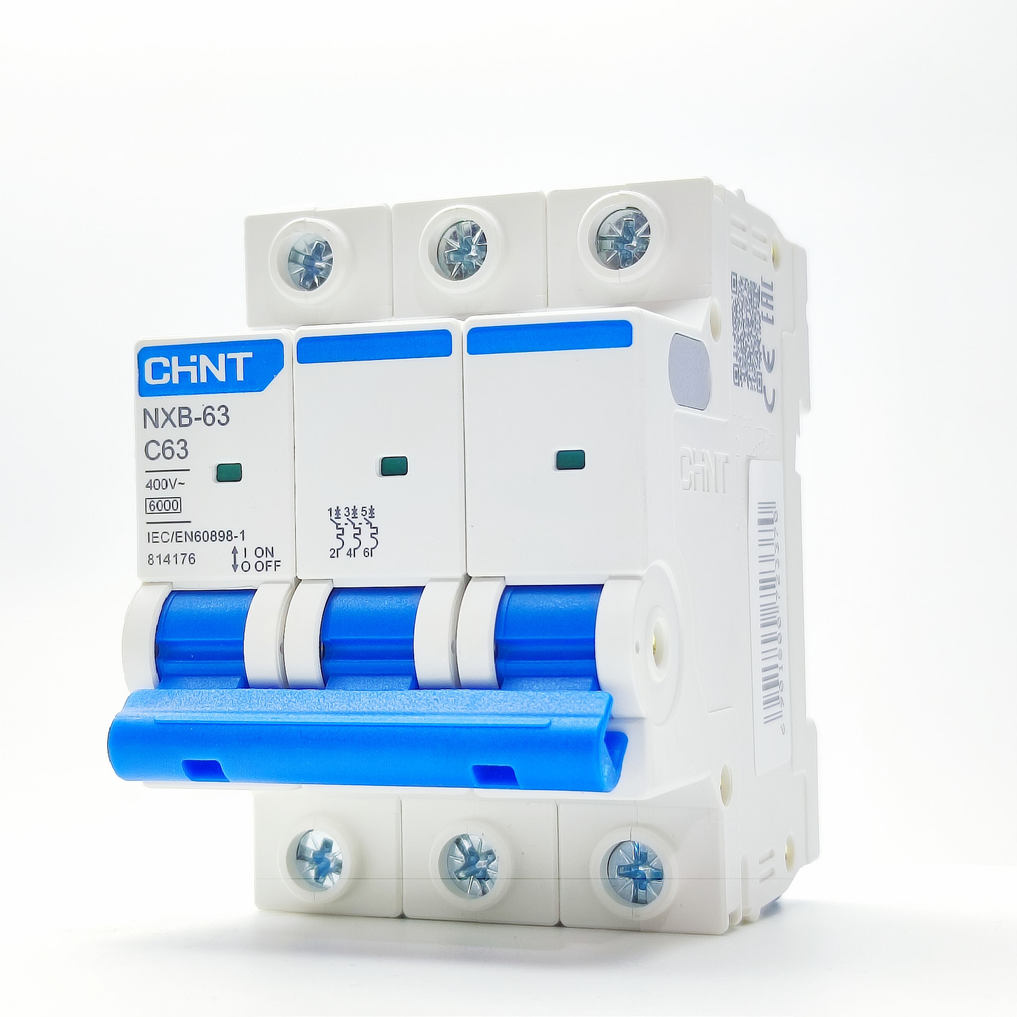 Cầu dao aptomat an toàn mcb nxb-63 20a/32a/63a/380vac 3 pha 6ka hãng chint cb 3 pha cầu dao 3pha