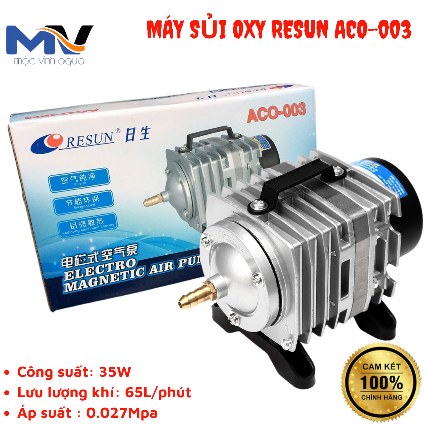 Máy sủi oxy hồ cá, hồ thủy sản resun aco-003 | cửa hàng cá cảnh và thiết bị lọc nước hồ cá mộc vinh aqua