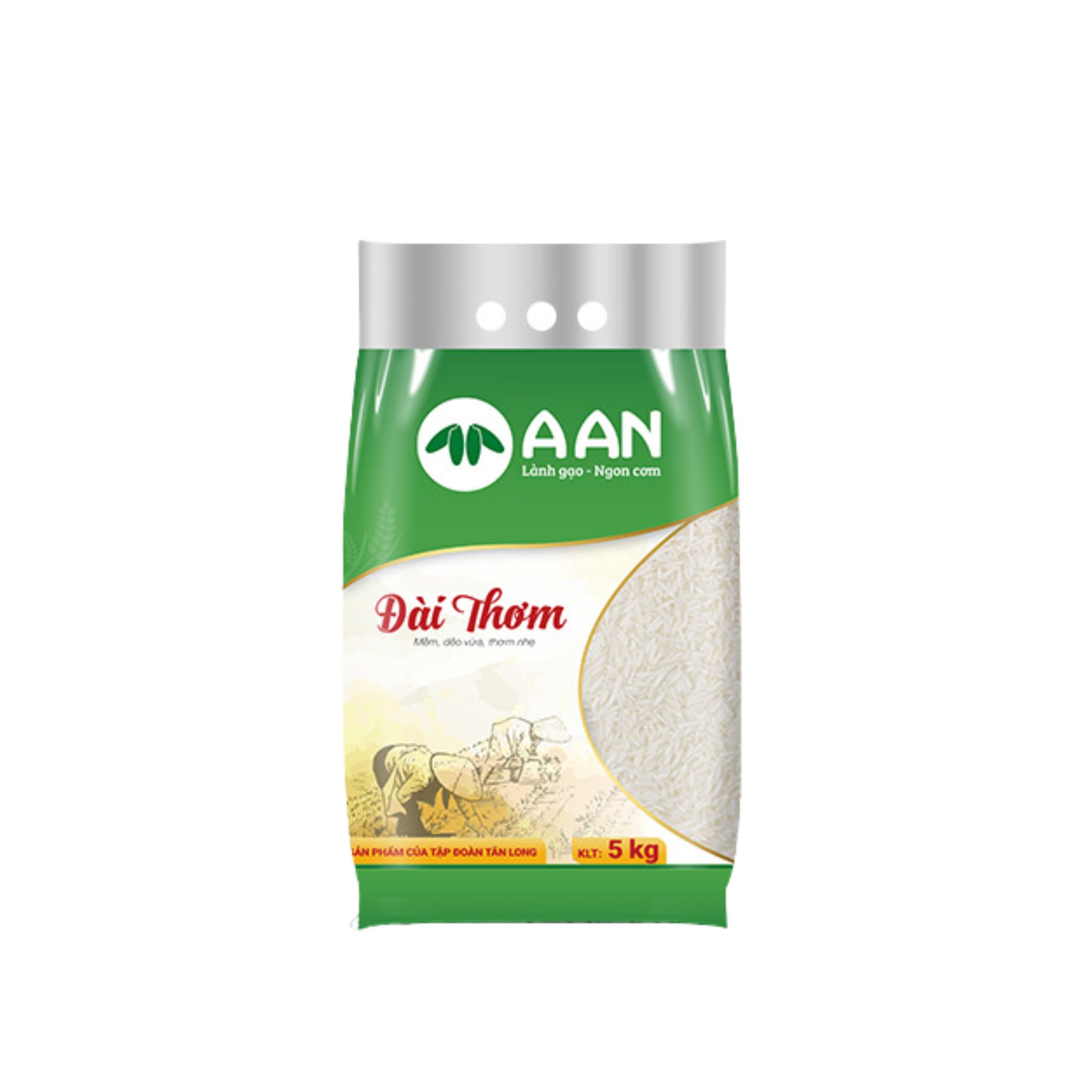 Gạo A An - Gạo Đài Thơm 8 Túi 5kg - Hạt gạo to và dài, trắng trong, bắt mắt, Cơm nấu mềm, ngon và dẻo, mùi thơm nhẹ
