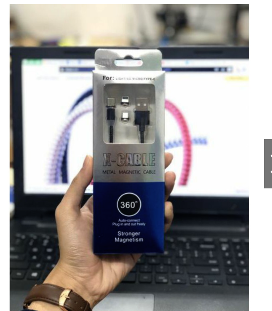 Cáp sạc từ hít nam châm 3 đầu xoay 360 độ