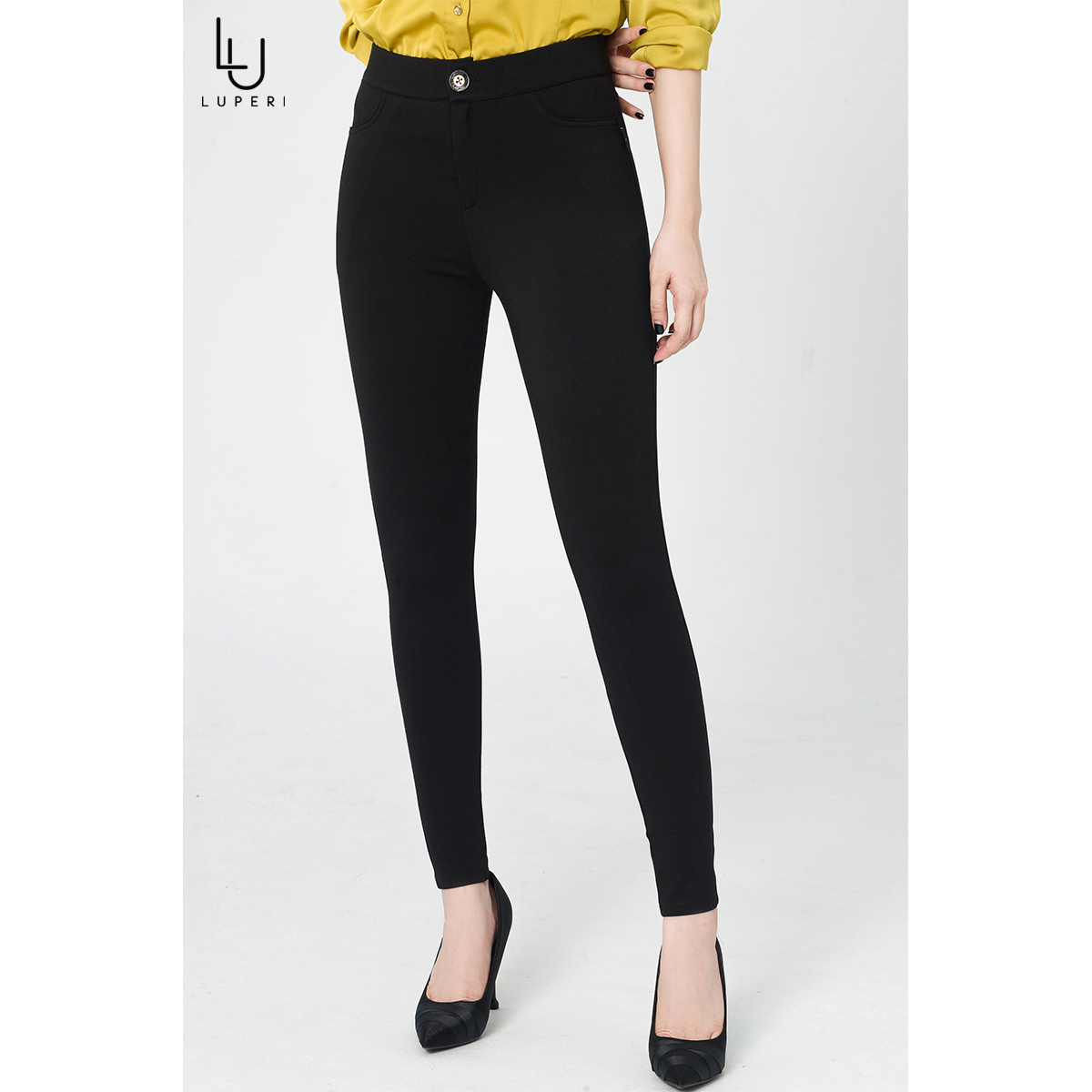 Quần Legging Nữ Lưng Cao Luperi LP534 Chất Liệu Umi Dày Dặn Co Giãn Tốt thiết kế túi cách điệu có cúc khóa bản cạp 4,5cm  có 2 túi thật phía trước và 2 túi ốp mặt sau tạo kiểu nâng mông phù hợp đi làm đi chơi