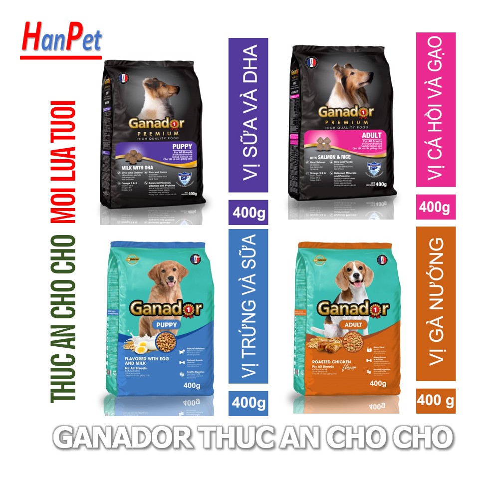 GIÁ SẬP SÀN - Gói 400gr Thức ăn GANADOR chó trưởng thành (hanpet 209) Chó nhỏ TrứngSữa400g 1