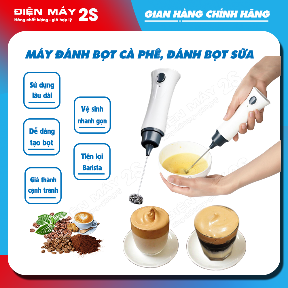 Máy tạo bọt cafe, tạo bọt sữa, đánh cacao, đánh trứng, đánh sữa, đánh socola, matcha - Sạc pin bằng điện tiện dụng