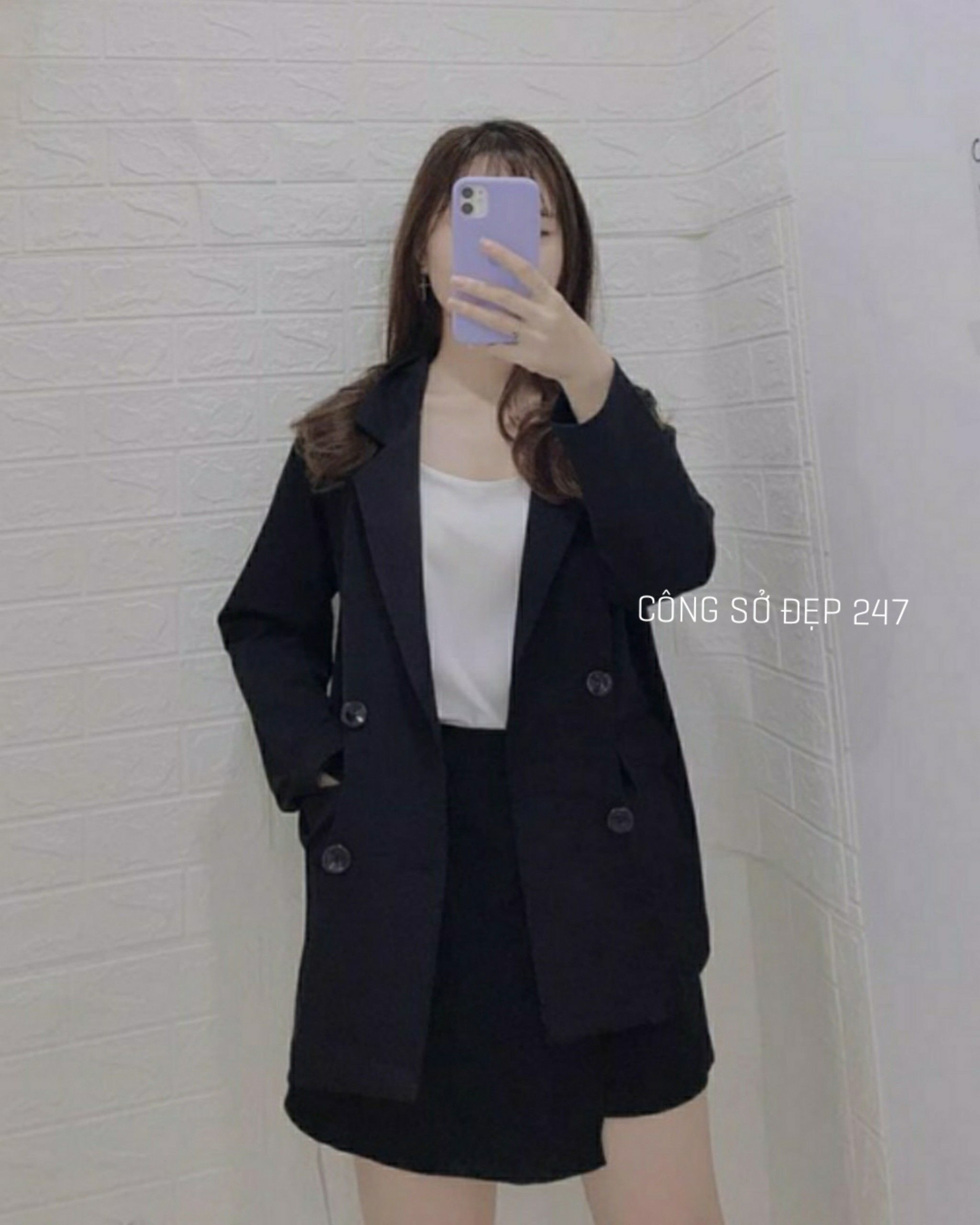 [HCM]Áo vest nữ áo blazer nữ màu đen 2 lớp cao cấp