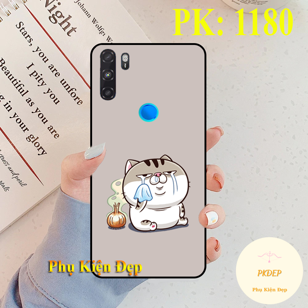 [HCM]Ốp lưng Vsmart Active 3 dẻo đen in hình chú mèo ú dễ thương