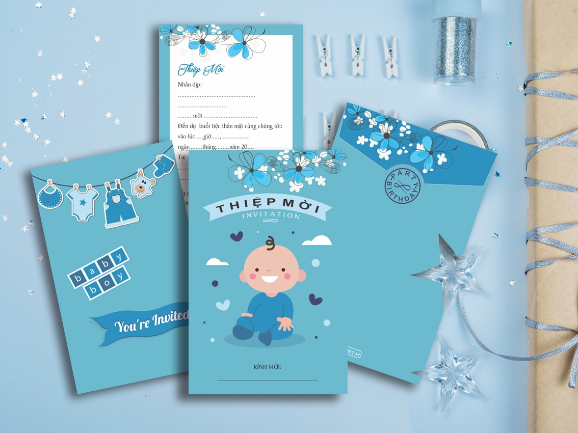 40 thiệp mời sinh nhật lót đơn  nhiều mẫu - viết tay