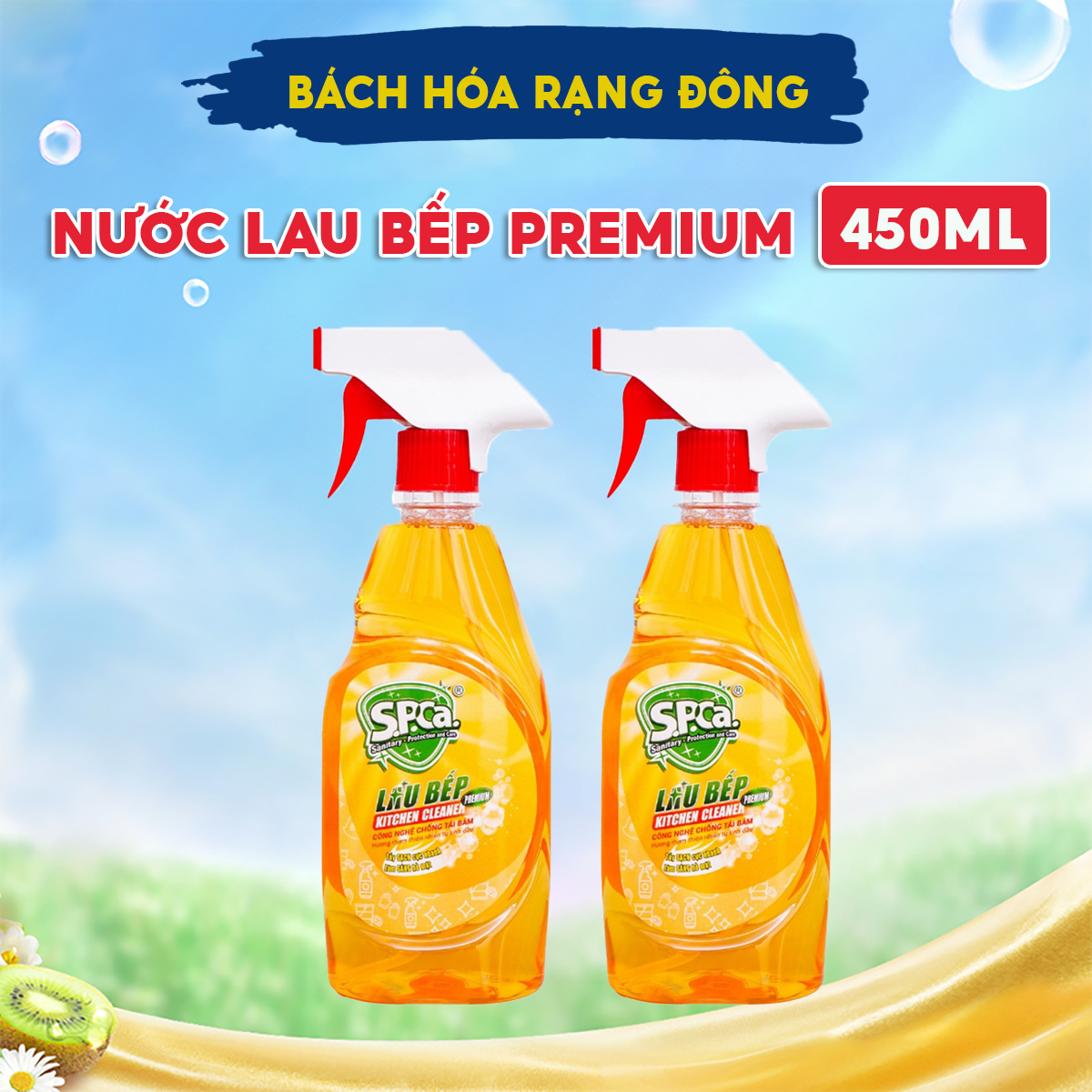Nước xịt lau bếp đa năng spca 450ml chai tẩy dầu mỡ nhà bếp chiết xuất tinh dầu vở cam sạch cực nhanh