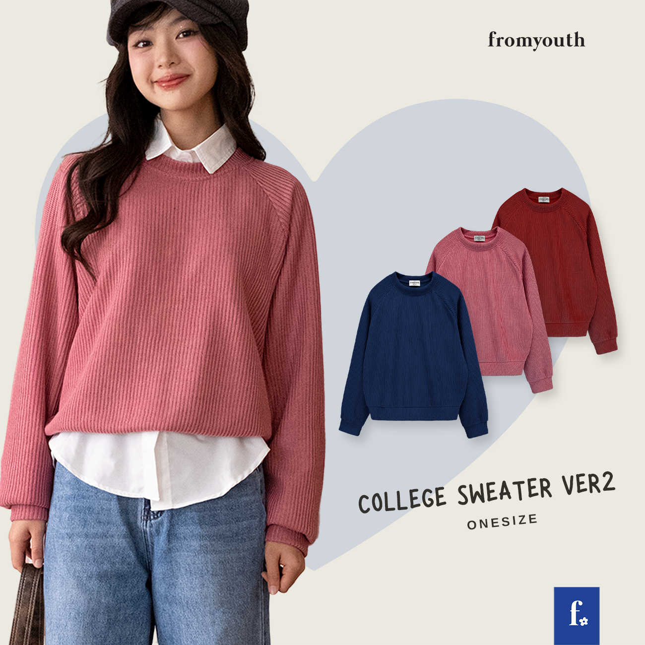 Áo len trơn dài tay raglan NAKEDbyV - College Sweater ver.2