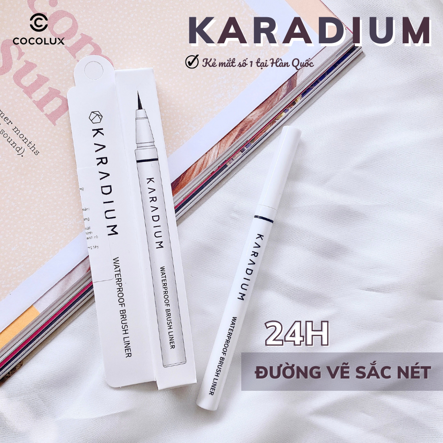 Bút dạ kẻ mắt karadium vỏ trắng siêu mảnh - dạ đen nét to