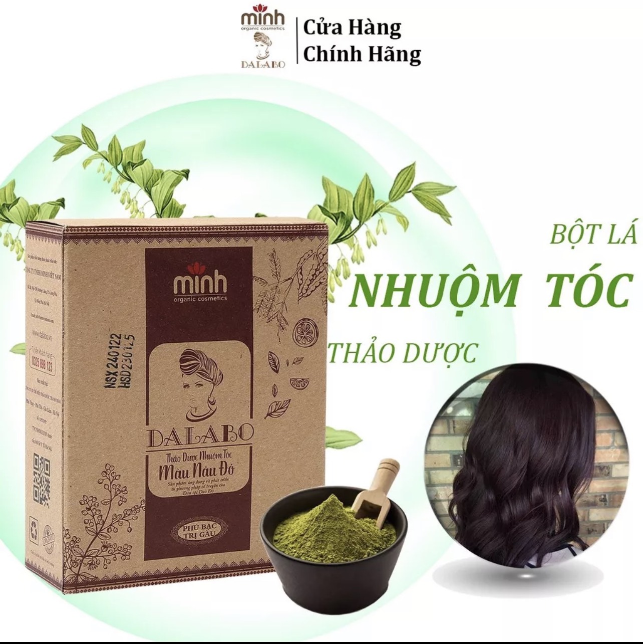 Bột nhuộm tóc bằng lá cây dalabo phủ bạc 100% thảo dược an toàn và hiệu quả