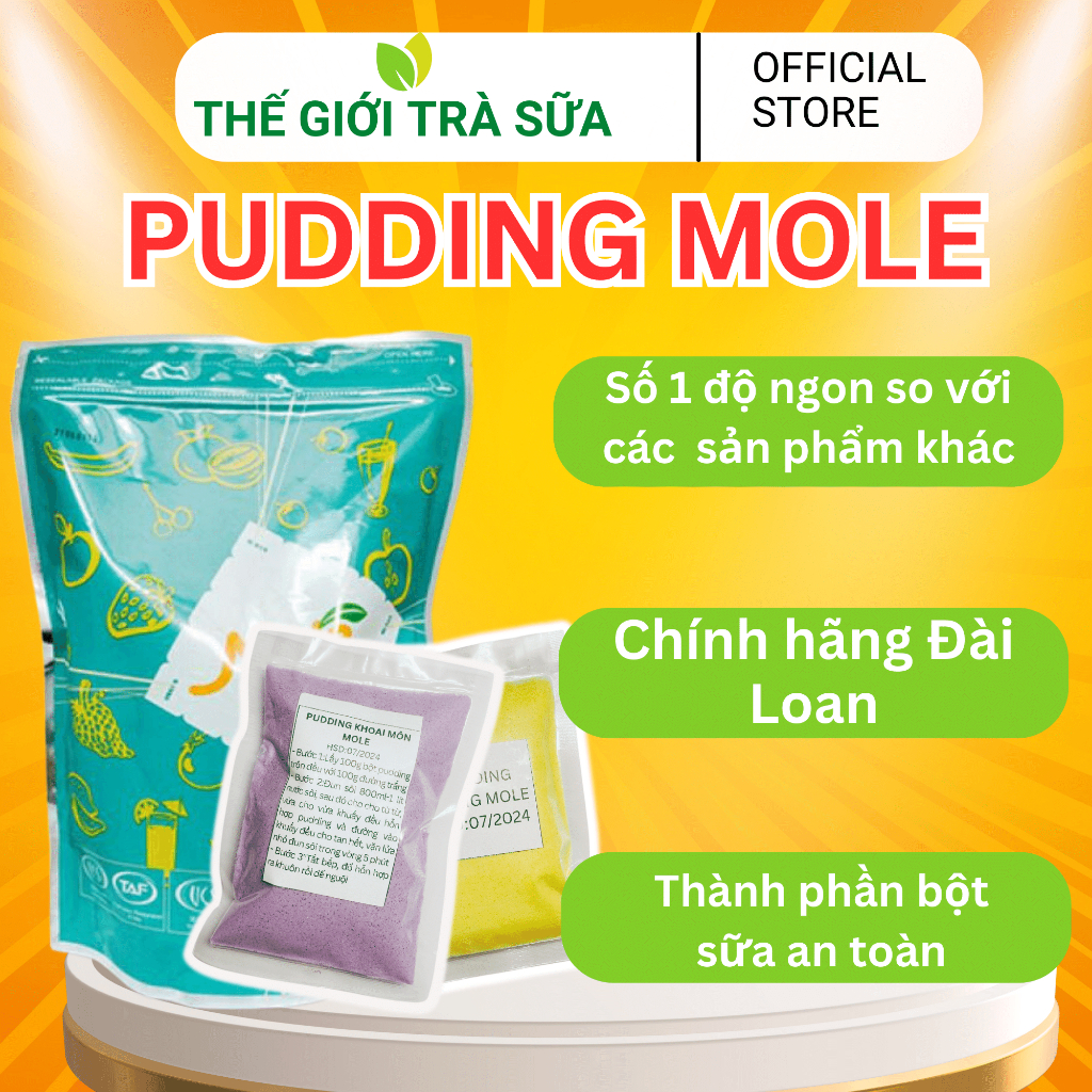 Bột pudding trứng Mole Đài Loan làm trà sữa pudding mole nhiều vị gói