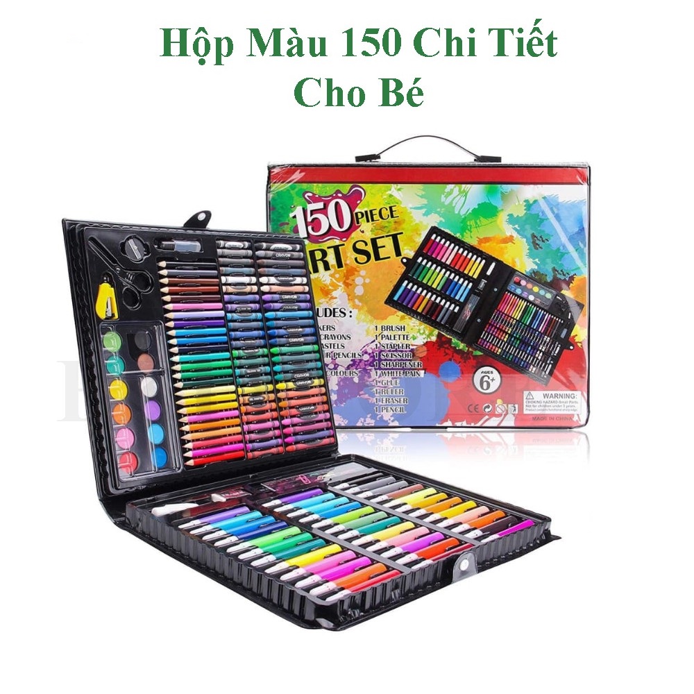 Hộp bút màu 150 chi tiết cho bé, bộ màu vẽ đa năng - hàng chính hãng