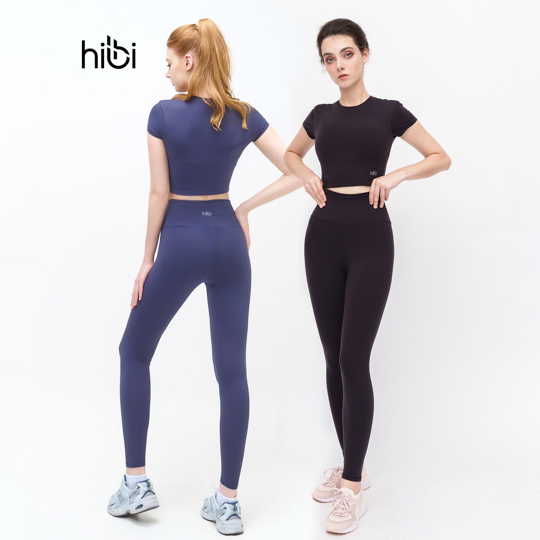 Nhập LAZSOCIAL99| Giảm 30% đơn từ 199K - Set Đồ Tập Yoga Gym Hibi Sports H147, Màu Đen và Xanh trời, Áo Croptop Có Tay Kèm Mút Ngực, Quần Lưng Cao Tôn Dáng, Chất Vải Hi Fabri