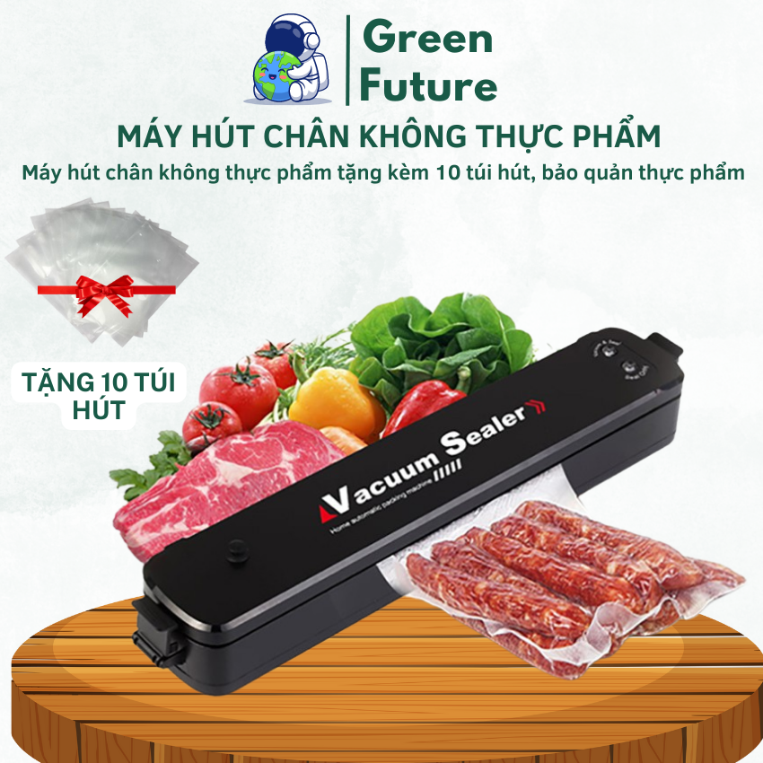 Máy hút chân không thực phẩm, máy hàn miệng hút túi vacuum sealer giúp bảo quản thực phẩm an toàn lâu hơn, máy hút chân không thực phẩm kiêm máy hàn miệng túi công nghệ cao bảo quản thực phẩm cực tốt tặng 10 túi hút chân không