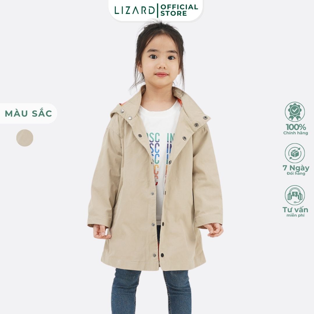 Áo khoác măng tô bé gái Parka Lizard kaki phong cách hàn quốc - 5FWJ003
