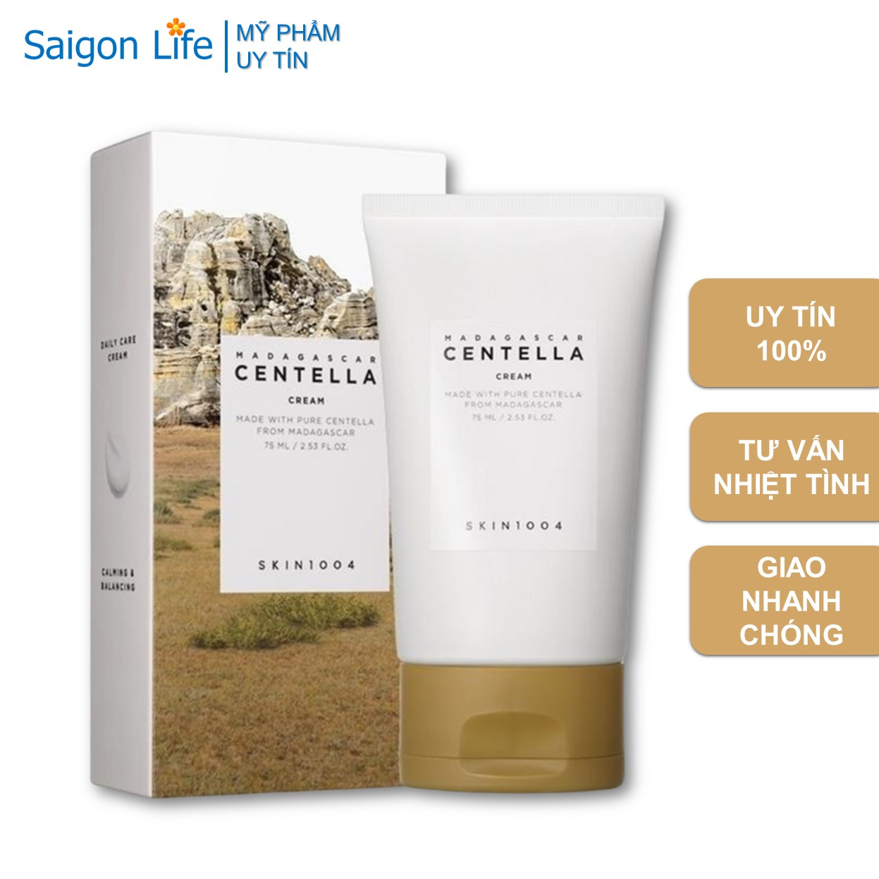 Kem Dưỡng Giảm Mụn, Phục Hồi Da Skin1004 Madagascar Centella Cream 75g (Trắng)