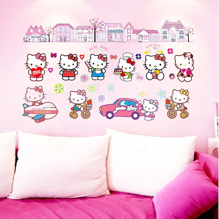 [HCM]Decal dán tường hình Hello Kitty cho bé