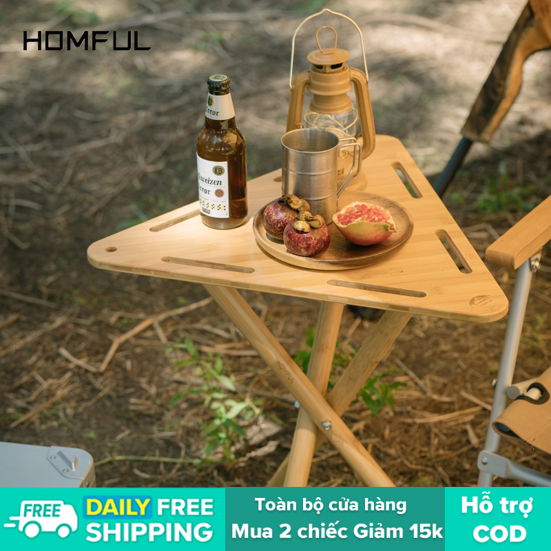 Homful cắm trại ngoài trời dã ngoại bbq tam giác bàn gấp bàn sắt kệ di động đa chức năng ot0077
