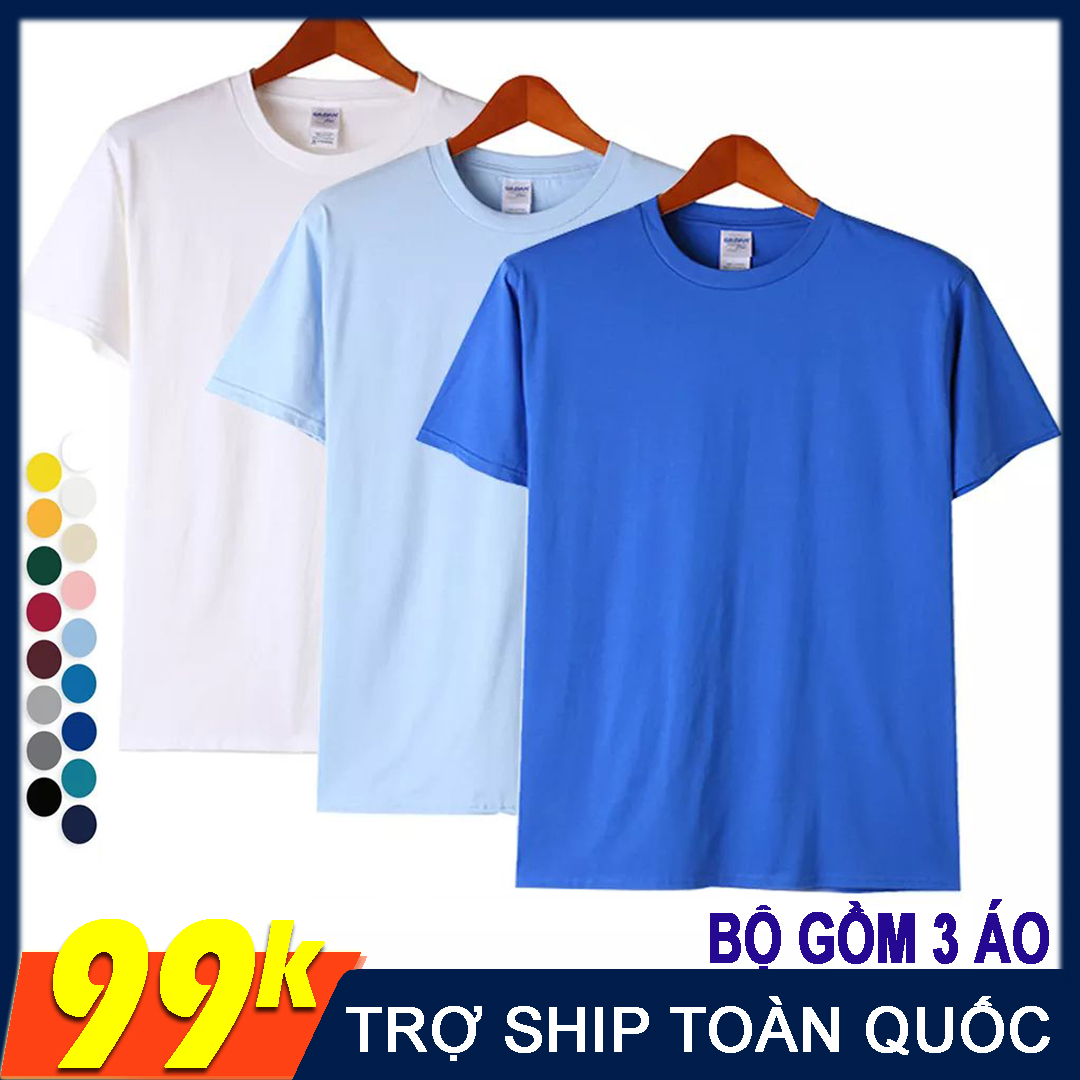 [HCM]COMBO 3 Áo Thun Trơn Nam Chất Liệu Cotton Cao Cấp Thoáng Mát Thoải Mái - Màu Ngẫu Nhiên XB02