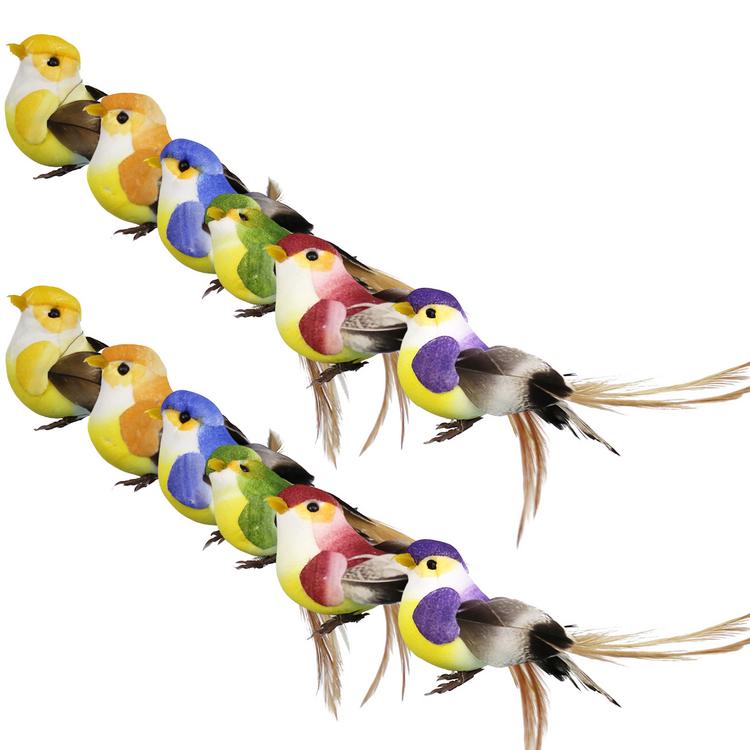 Artificial Birds for Decoration 12 Pcs Realistic Feather Birds Decorative Fake Birds with Claw for DIY Craft Wedding Decoration Home Garden Establishment Party Accessories best service