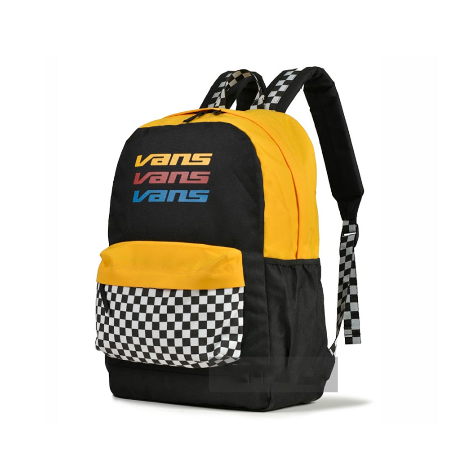Balo đi học Van.Sporty Realm Plus Black Yellow Caro ba lô unisex nam nữ