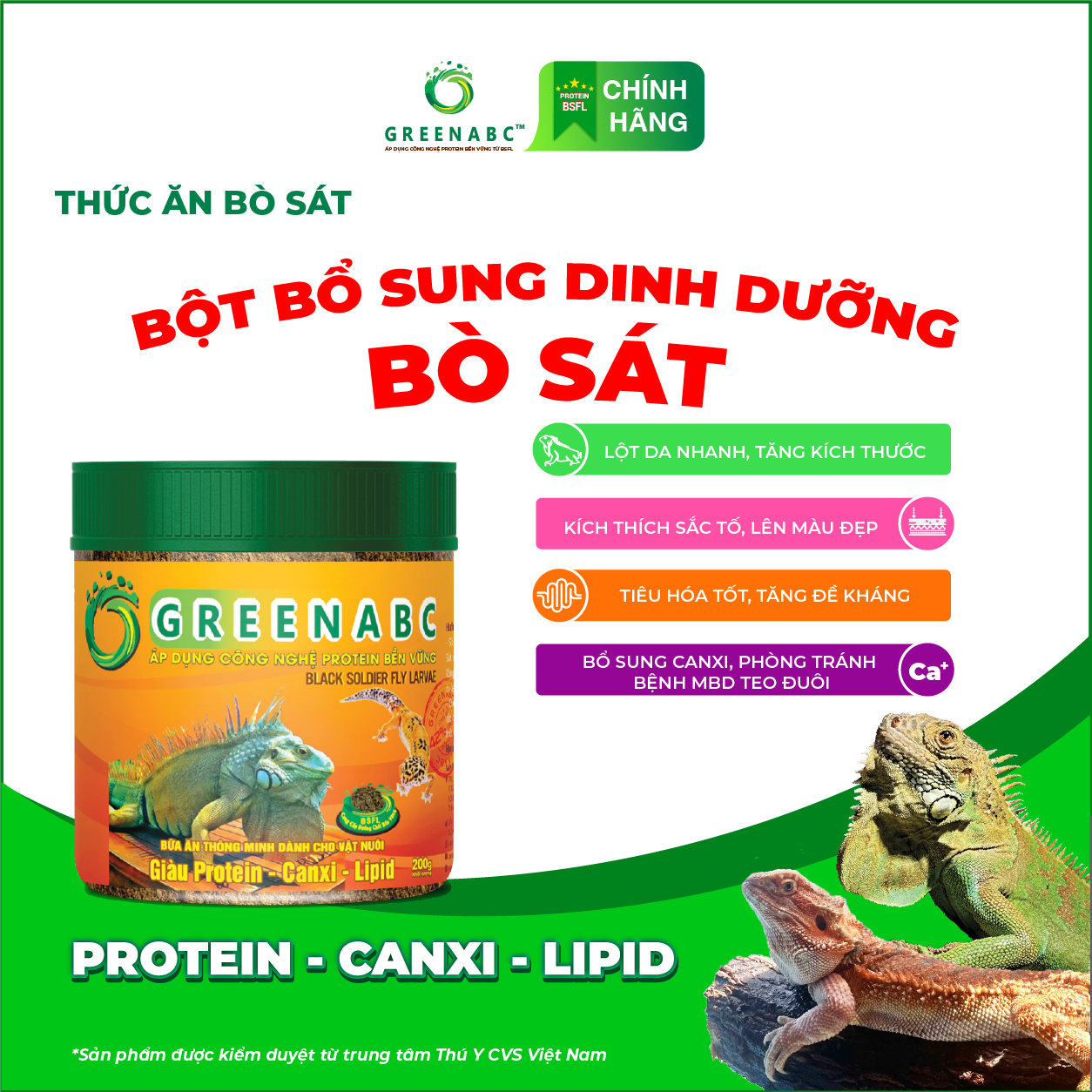 Thức ăn bò sát rồng nam mỹ, rồng úc, iguana greenabc - bổ sung dinh dưỡng giúp tăng trưởng nhanh, lên màu đẹp, phòng chống mbd, teo đuôi – hộp 200g