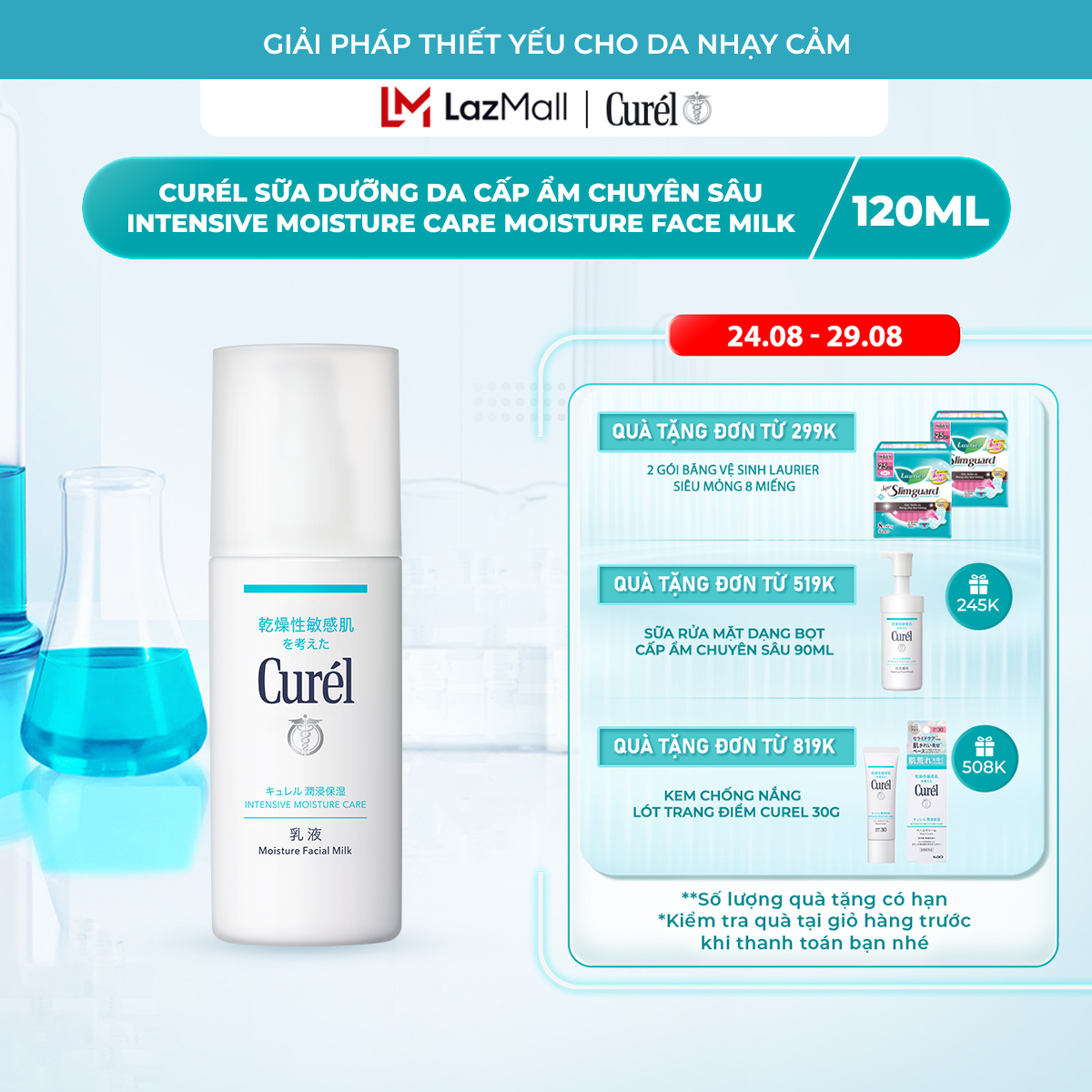 Sữa Dưỡng Da Cấp Ẩm Chuyên Sâu Curel Intensive Moisture Care Moisture Facial Milk 120ml