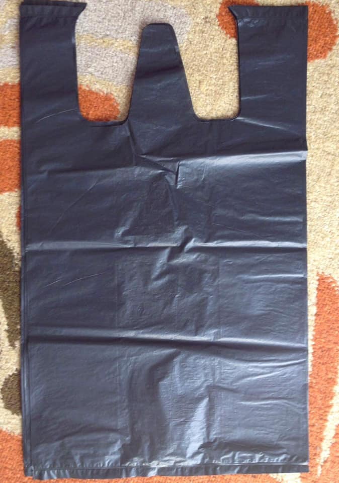 1 kg túi Nilon đen đựng rác, đóng hàng có quai xách