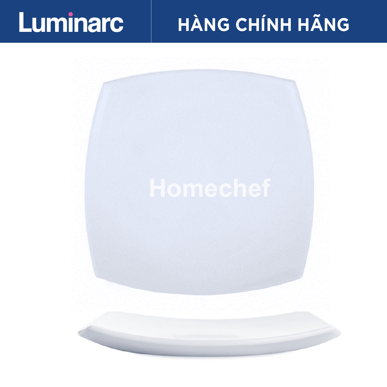 Đĩa thủy tinh Luminarc Quadrato nông lòng 20cm H3659 làm bằng thủy tinh an toàn sức khỏe, dùng được lò vi sóng và máy rửa bát, hàng chuẩn chính hãng