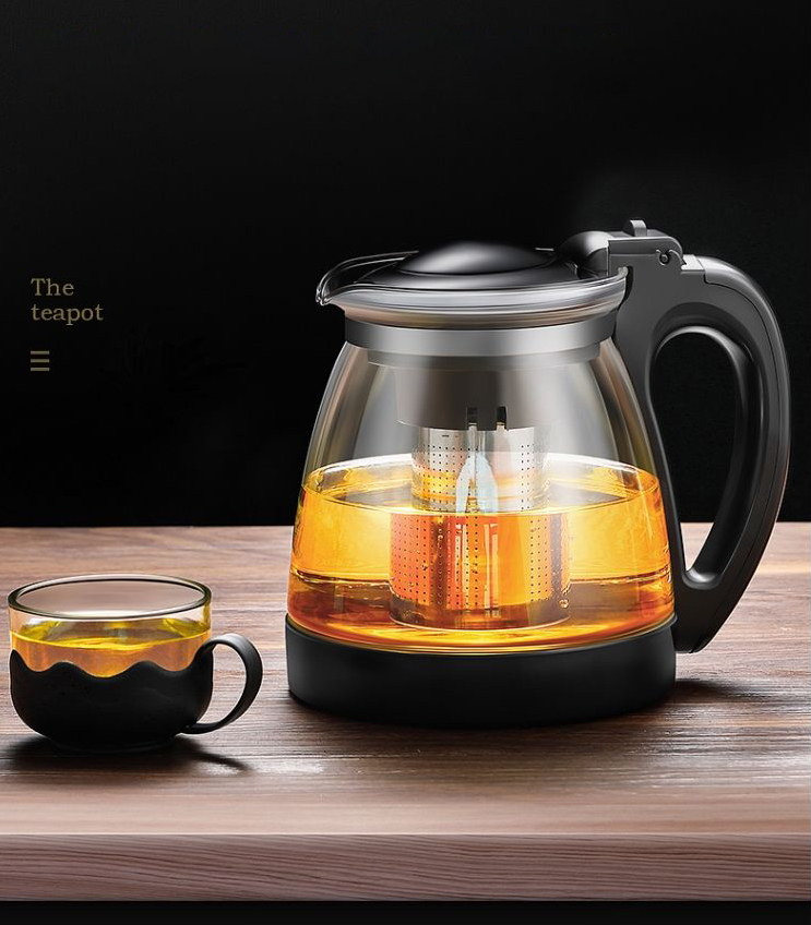 Bộ Bình Lọc Trà Lưới Inox 304 Thủy Tinh Kèm 4 Ly- Bình PhaTrà, Cafe Glass TeaPot Cao Cấp 700ml Tặng Kèm 4 Ly