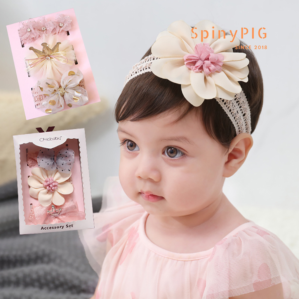 Set 3 chiếc băng đô turban cho bé gái kèm hộp làm quà tặng cực kỳ xinh xắn