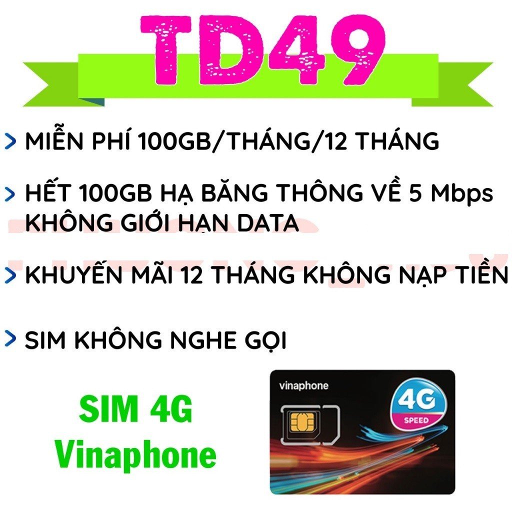 Sim 4g trọn gói 1 năm fhappy /12td49p sim data tốc độ cao , truy cập không giới hạn . freeship - chưa kích hoạt.