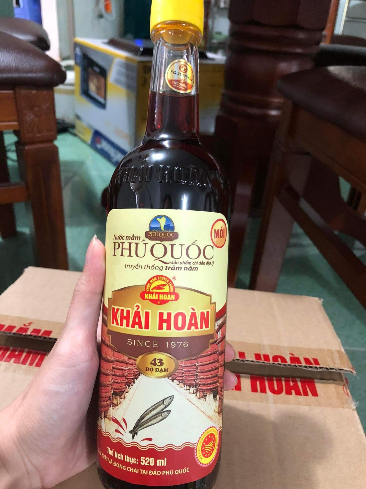 Nước mắm phú quốc khải hoàn chai lẻ 520ml loại 43 độ đạm