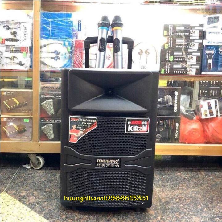 Loa karaoke di động, loa karaoke giá rẻ, loa karaoke bluetooth Bass 3 tấc, kèm 2 micro không dây, công suất 500w hát cực hay giá rẻ.