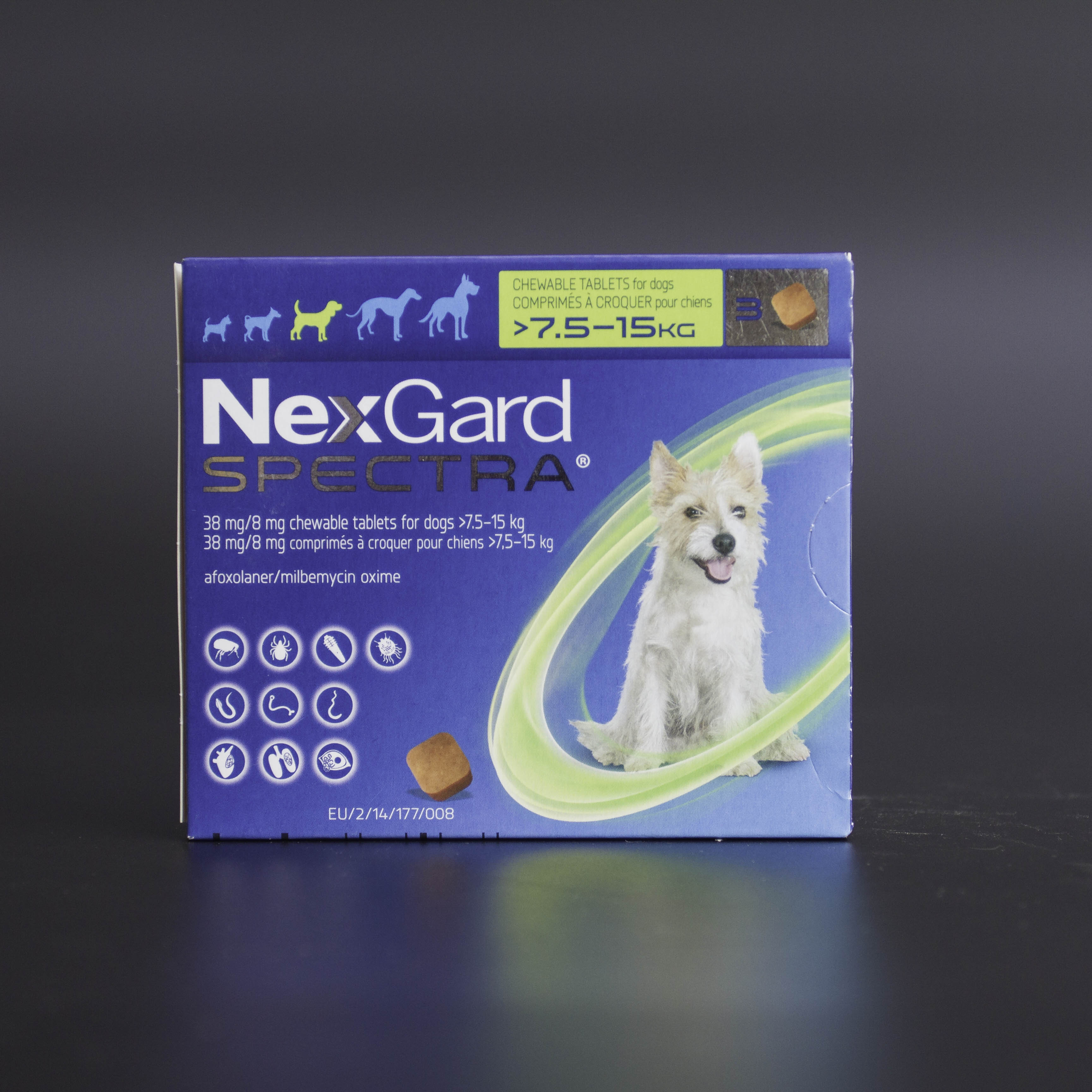 Viên nhai NexGard Spectra phòng nội, ngoại ký sinh trùng cho chó 7-15,5kg