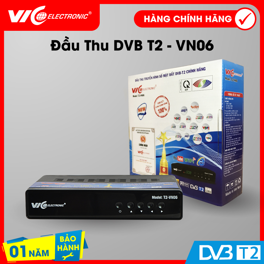 Đầu thu kỹ thuật số mặt đất DVB-T2, Model VN06, VIC Electronic, bảo hành 12 tháng