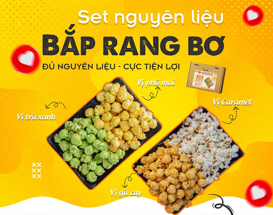 Set nguyên liệu làm bắp rang bơ 1.2kg coldcool mart