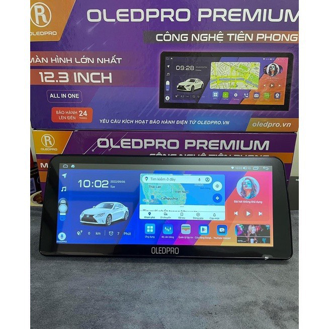 Màn hình dvd Android OLEDPRO Premium 12.3 inch 2022 cao cấp, chất lượng hệ điều hành andorid mới, RAM 3G ROM 32G, chip 8 nhân chạy mượt mà,,TẶNG VIETMAP S2, tích hợp camera lùi, camera hành trình, cảm biến áp suất lốp, Bảo hành uy tín