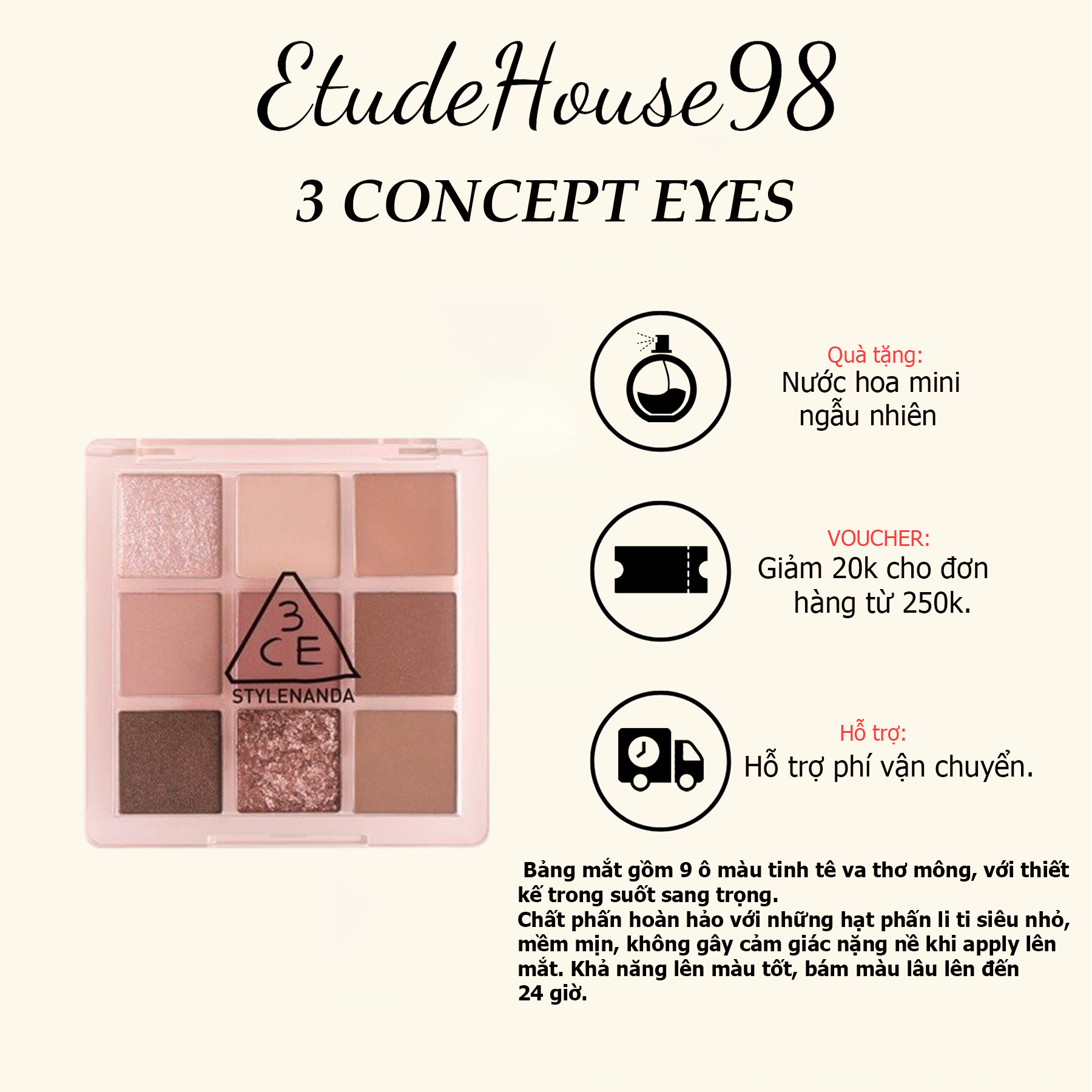 Bảng phấn mắt 9 màu 3ce multi eye color palette