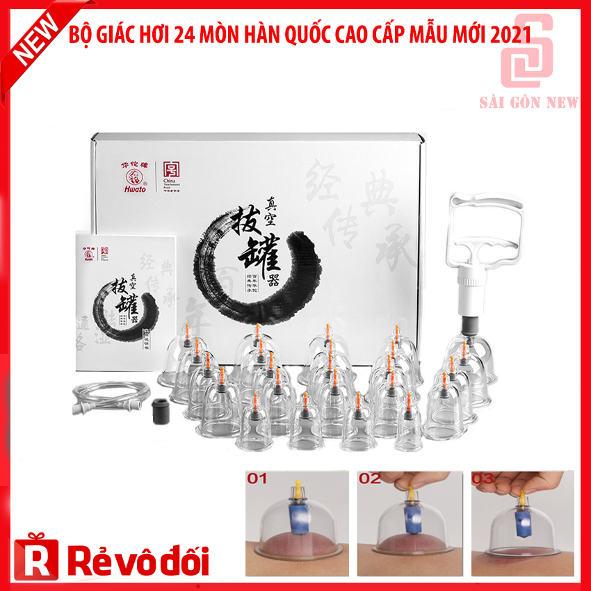 Bộ Giác Hơi Cao Cấp Hàn Quốc 24 Ống - Bộ Giác Hơi Bằng Thủy Tinh Cũng Không Tốt Bằng,  Hàng Nhập Khẩu, Giúp Giảm Các Chứng Đau Lưng, Đau Ở Vai, Đánh Gió, Bảo Hành 12 Tháng Toàn Quốc